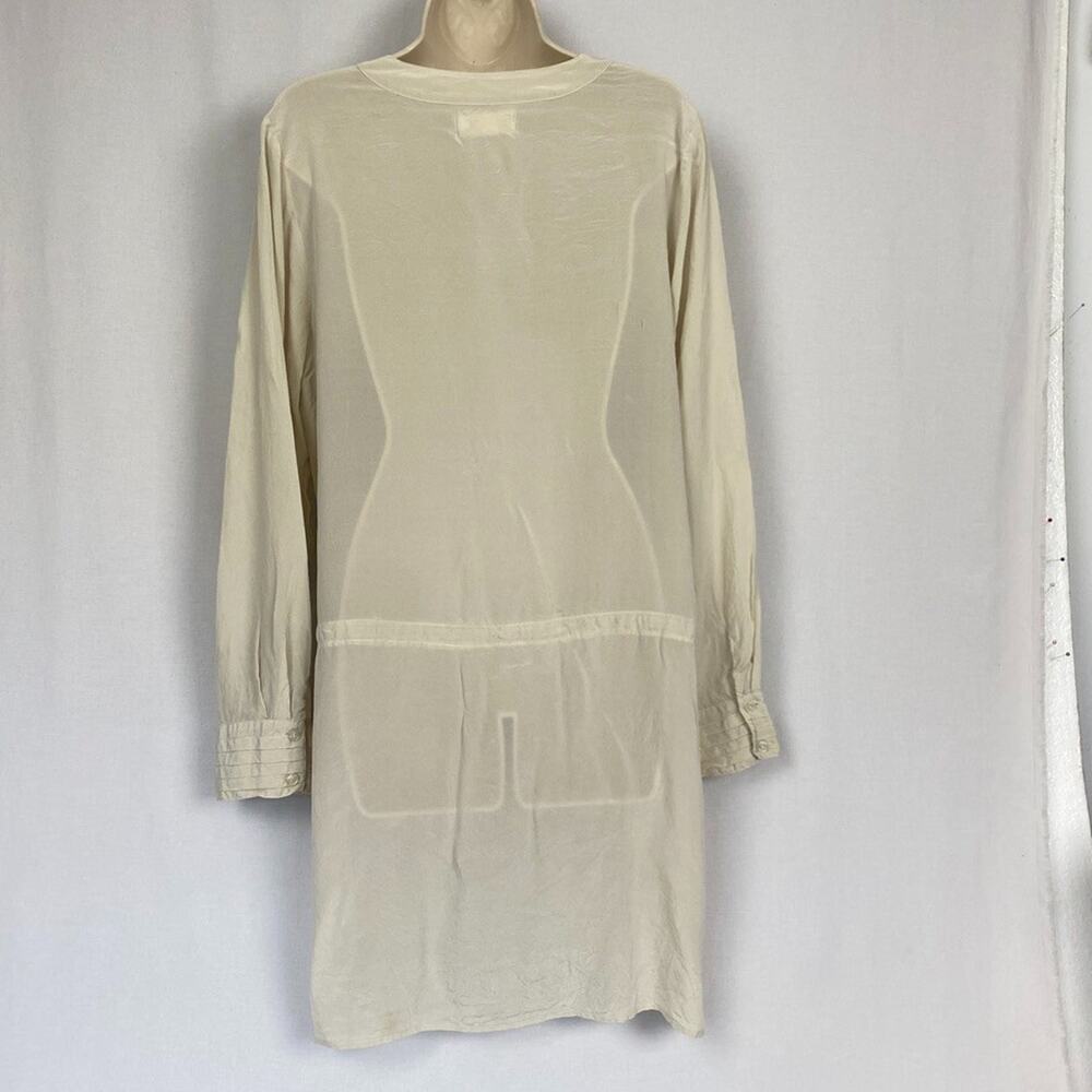 4 Love Liberty Johnny Was Silk Tunic Top Large Beige Sheer Beach Boho Peasant - Picture 2 of 15